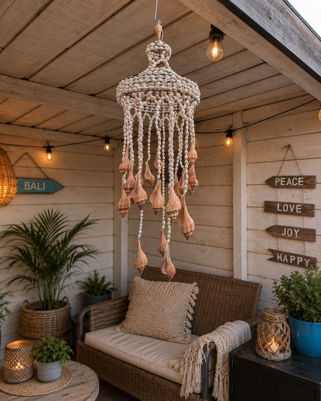 Bali/Ibiza schelpenhanger, Huis en Inrichting, Woonaccessoires | Overige, Beige, Boho, Onbekend, Nieuw