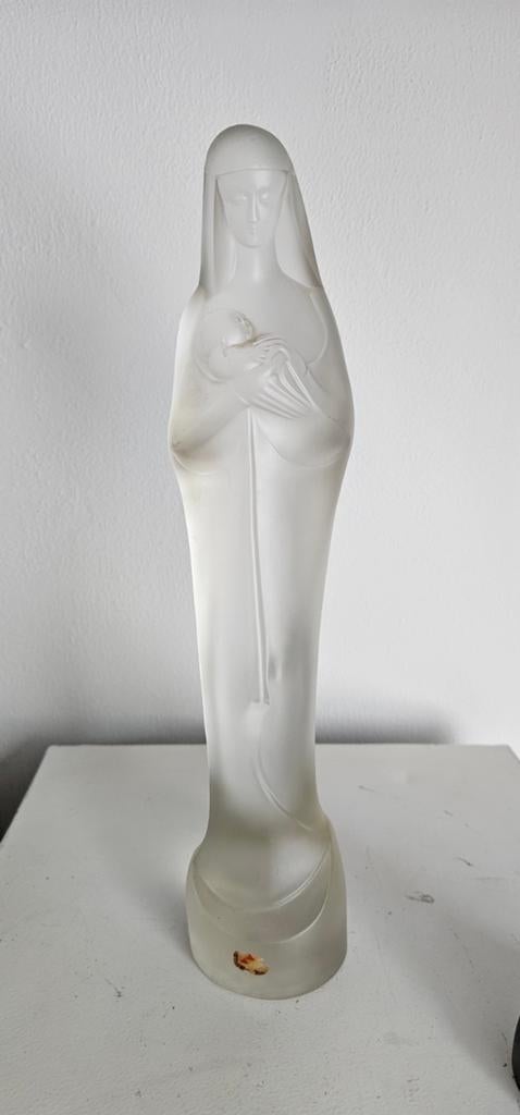 Matglazen beeld Maria met kind, gesigneerd, Ophalen