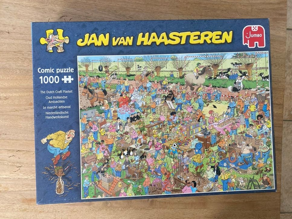 Jan van Haasteren Comic Puzzel - The Dutch Craft Market, Ophalen of Verzenden, 500 t/m 1500 stukjes, Gebruikt, Legpuzzel