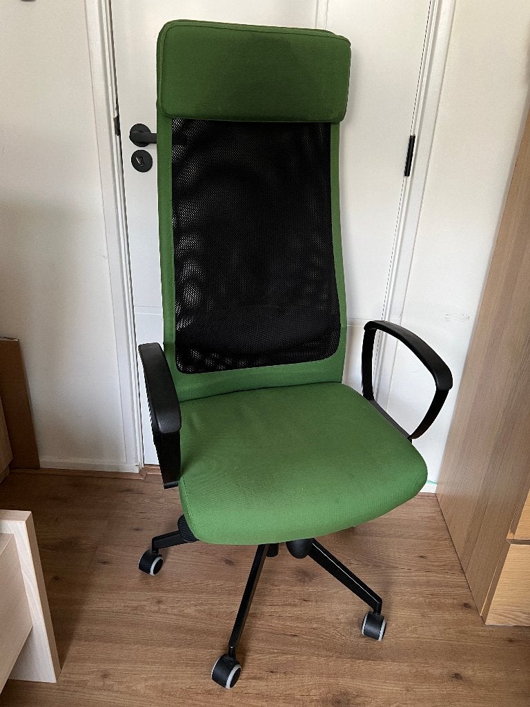 Bureaustoel groen - hoge rug met mesh en hoofdsteun, Huis en Inrichting, Bureaustoelen, Ophalen, Gebruikt, Bureaustoel, Groen