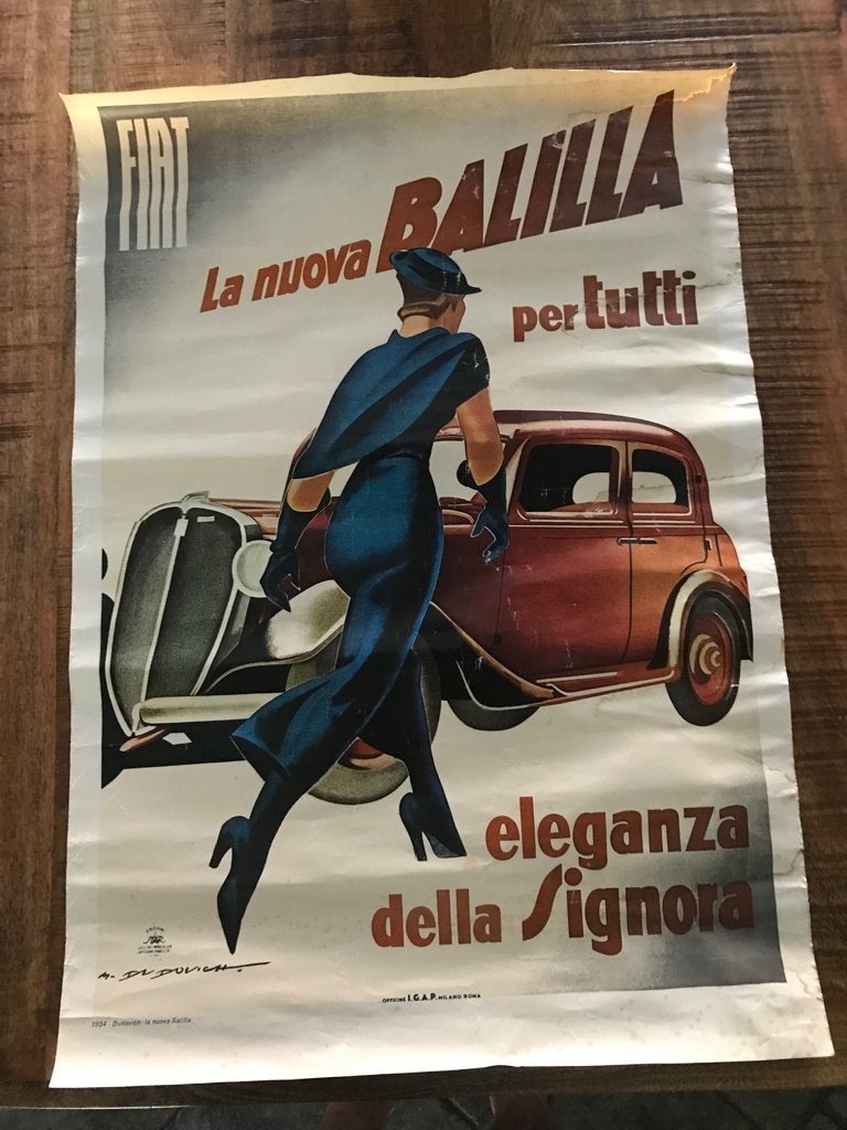 Fiat Poster (oud), Verzamelen, Ophalen, Gebruikt, Auto's