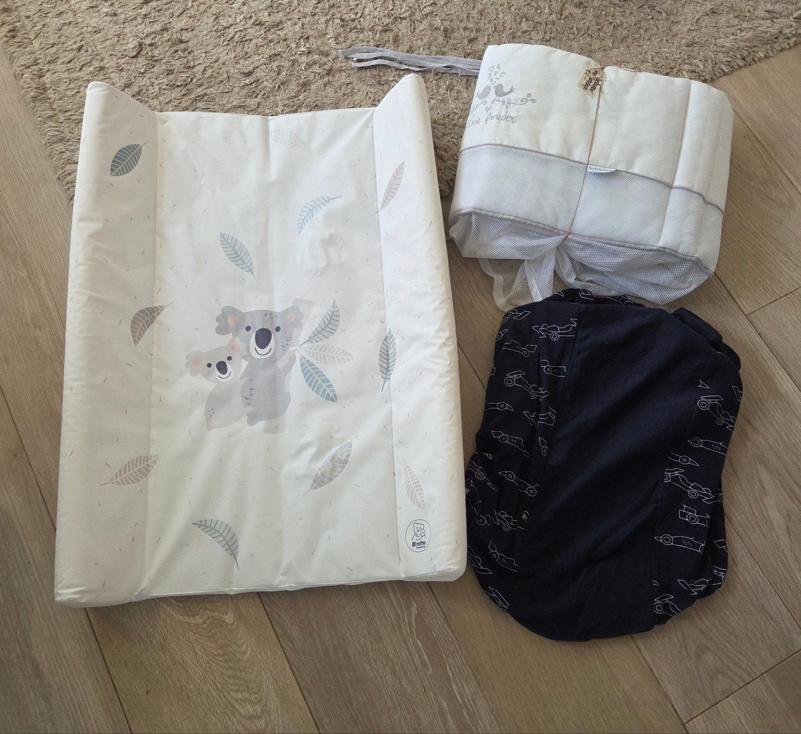Baby set: Aankleedkussen, hoes en bedomrander Anel., Ophalen of Verzenden, Gebruikt