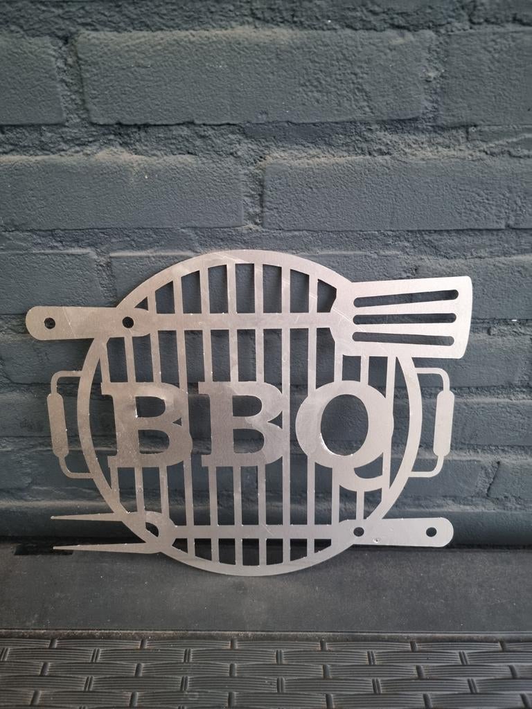 Rvs BBQ logo decoratie, Ophalen of Verzenden