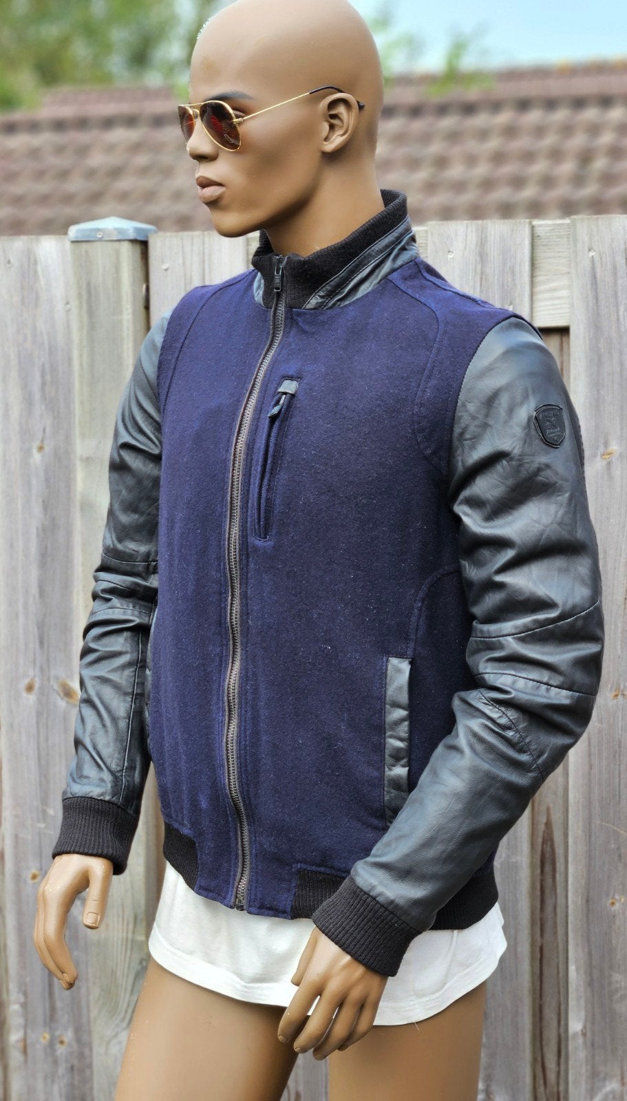 Vanguard / PME deels leren " varsity " tussenjas (M) zgan