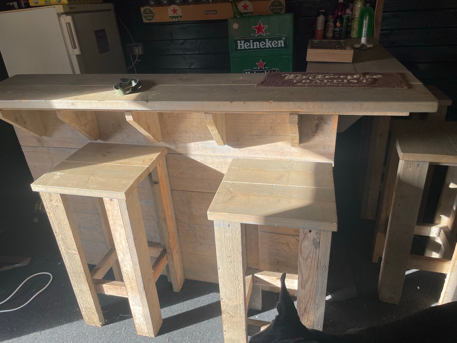 Complete Bar Set met Krukken en Accessoires, Ophalen, Hout, Bruin, Overige typen