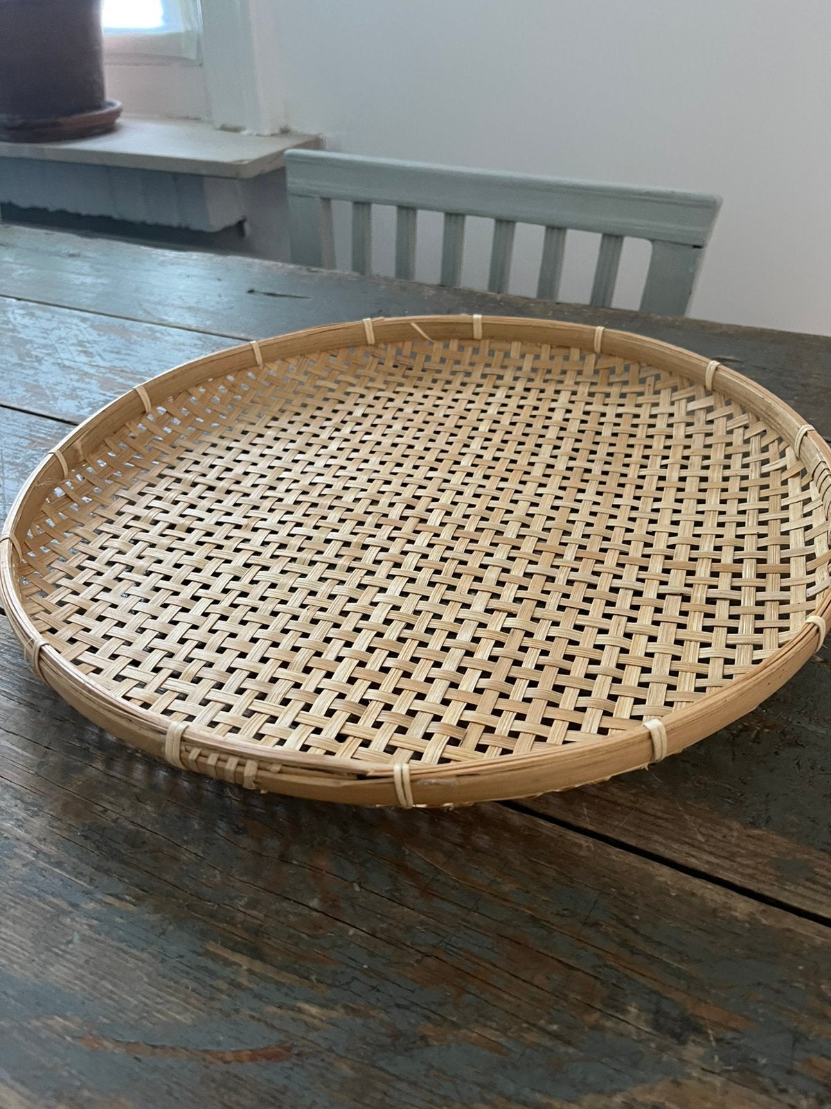 DIENBLAD TRAY AZIATISCH ROND, Huis en Inrichting, Ophalen of Verzenden, Zo goed als nieuw, Rond, Metaal