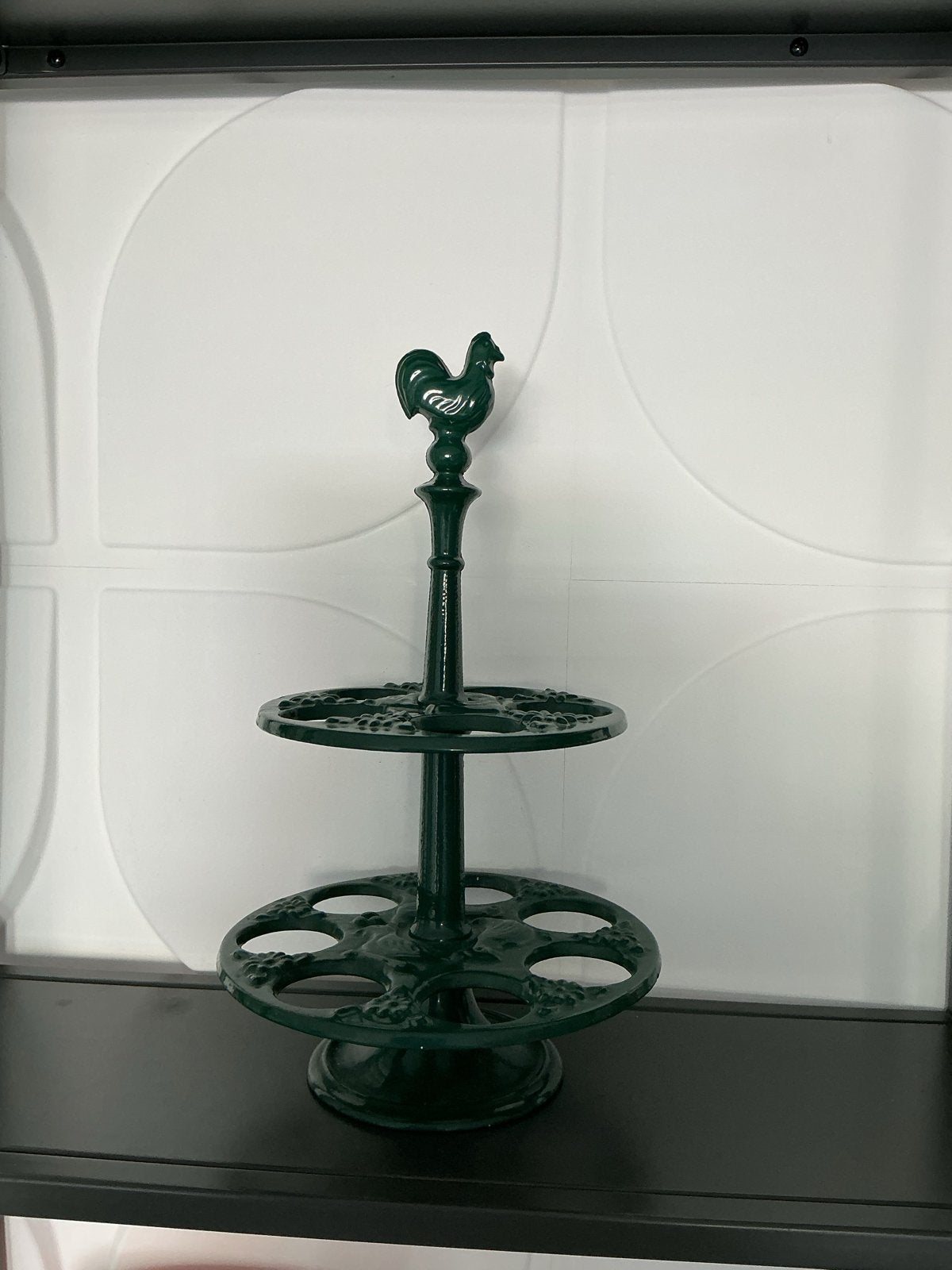 Groen gietijzeren eierrekje met haan - Vintage stijl, Ophalen of Verzenden, Zo goed als nieuw, Metaal, Overige merken