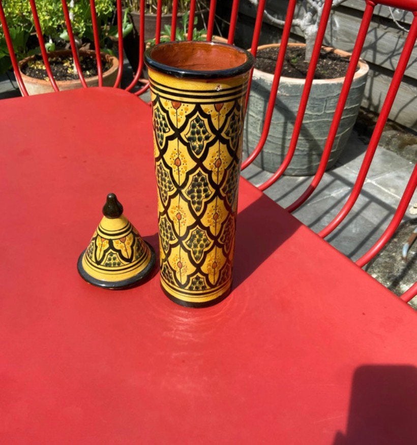 Prachtige pot/vaas Marokko, handbeschilderd, gesigneerd., Ophalen of Verzenden, Nieuw, Rond