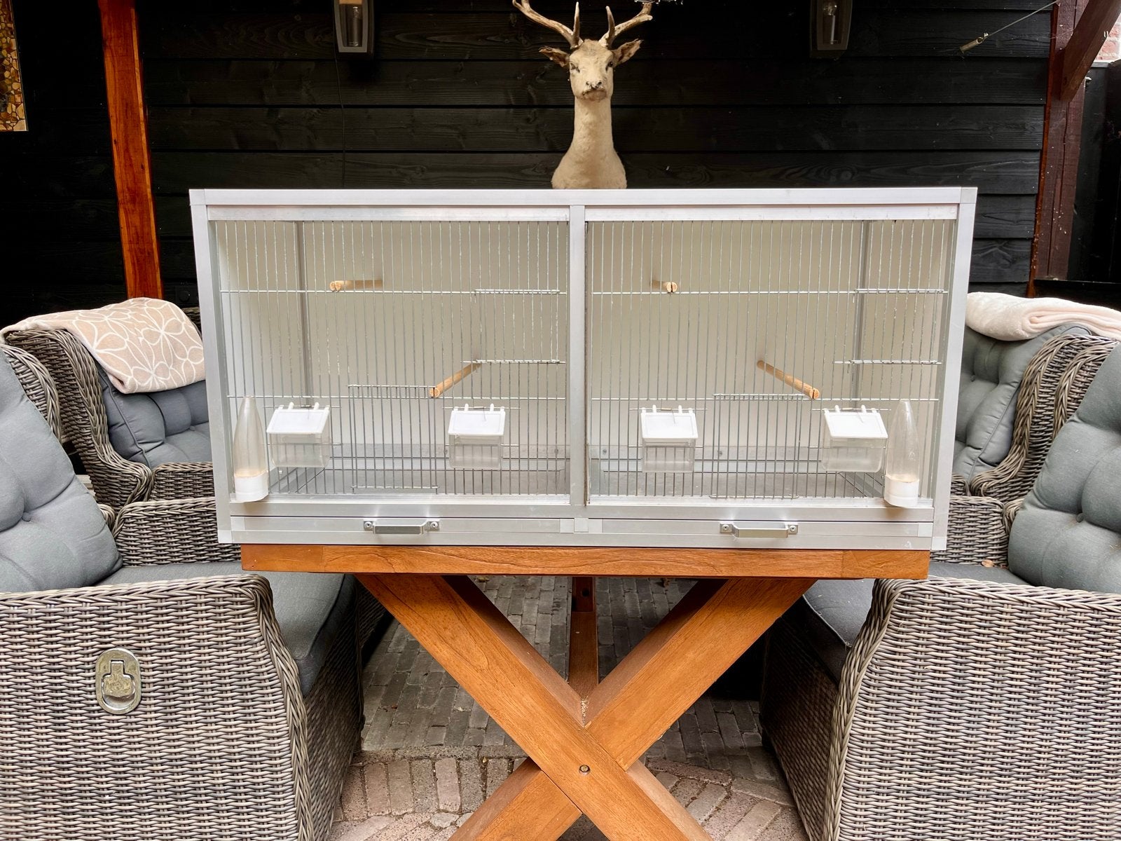 Onderhoudsarm (kweek)hok vogels incl. toebehoren, Dieren en Toebehoren, Ophalen, Zo goed als nieuw, Aluminium, Broedkooi of Kweekkooi