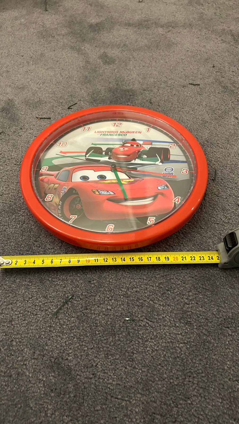 Cars klok 24 cm breed, Ophalen of Verzenden, Nieuw, Wandklok