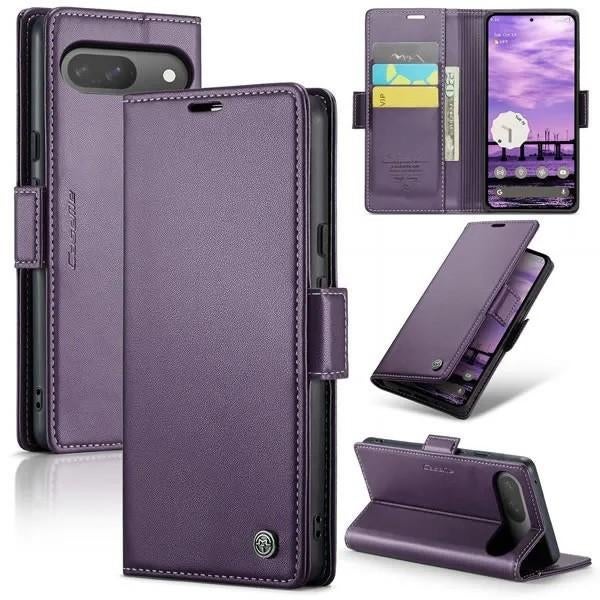 Luxe Wallet Case + Screenprotector for Pixel 9 Pro _ Paars, Verzenden, Nieuw, Hoesje of Tasje