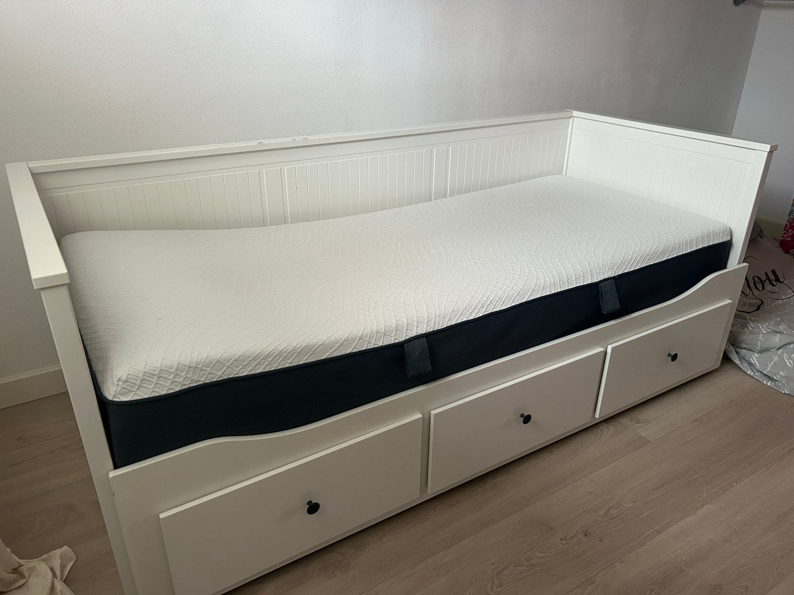 HEMNES Bedbank met 3 lades, wit, 80x200 cm incl matras, Huis en Inrichting, Slaapkamer | Bedden, Ophalen, Gebruikt, 90 cm, Eenpersoons