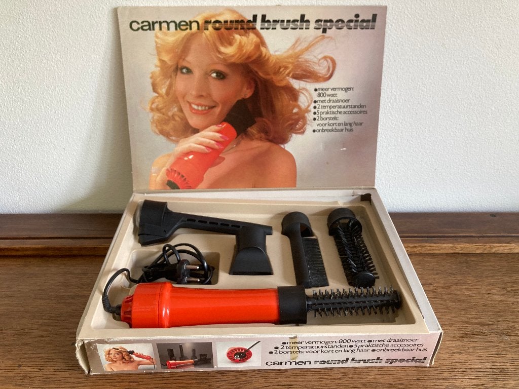 Carmen oranje round brush krultang met originele doos, Ophalen of Verzenden, Zo goed als nieuw, Krultang of Stijltang