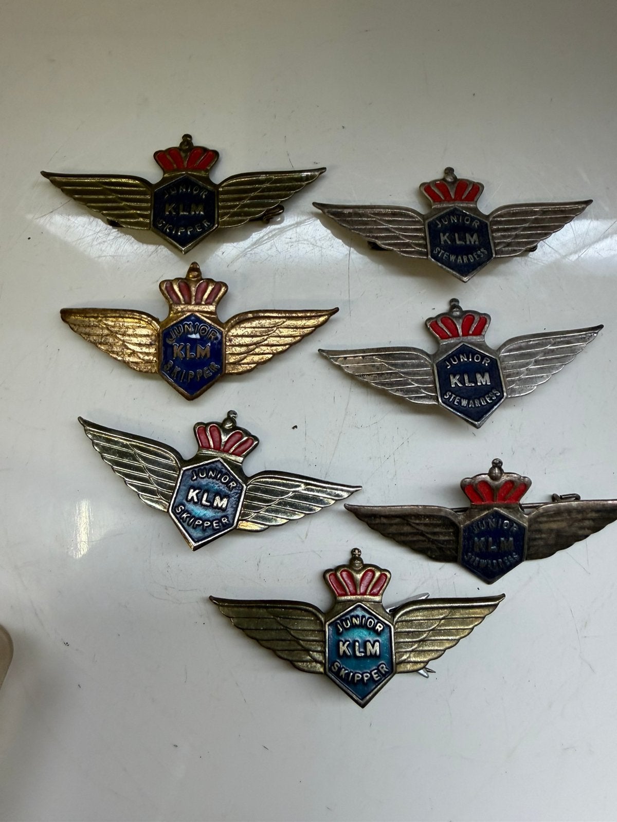 KLM Junior Skipper en Junior Stewardess vleugelspeldjes, Verzamelen, Ophalen, Zo goed als nieuw
