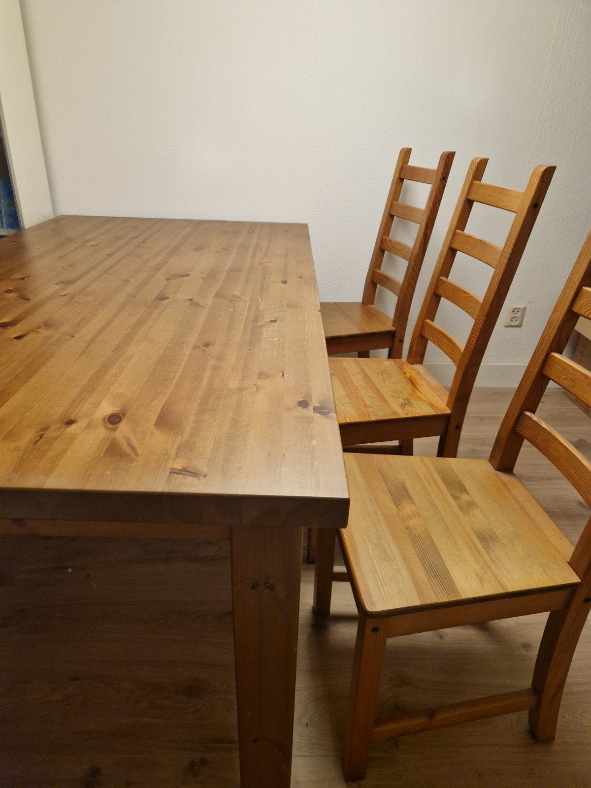 ikea houten eettafel met 6 stoelen, Ophalen, Gebruikt, 100 tot 150 cm, 50 tot 100 cm