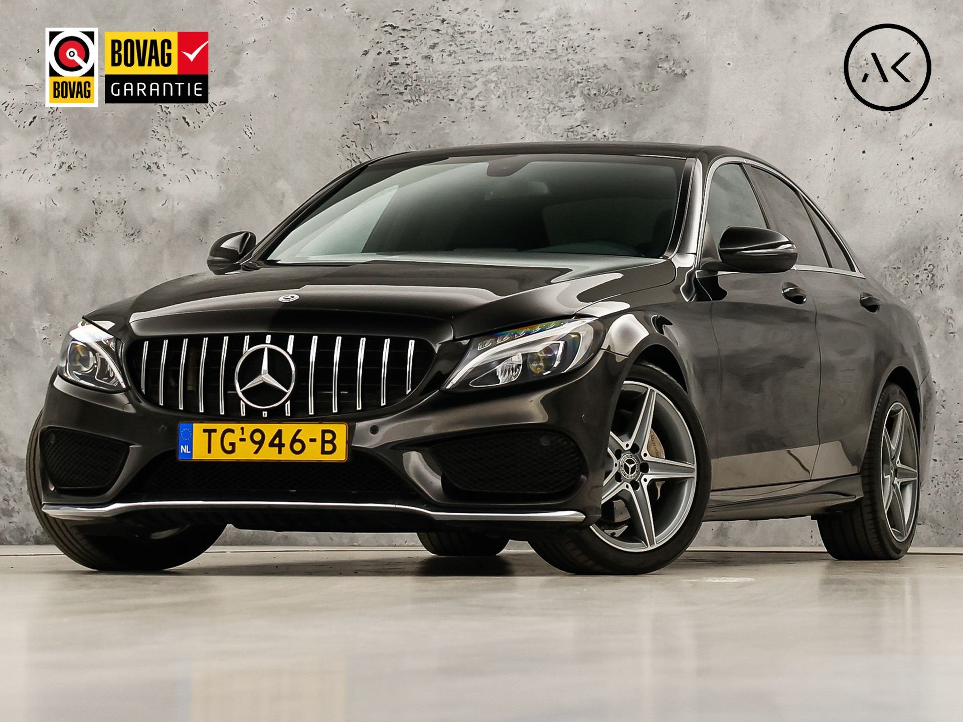 Mercedes-Benz C-Klasse 180 AMG Sport 156Pk Automaat (NAVIGAT, Auto's, Automaat, Leder en Stof, Zwart, Bedrijf