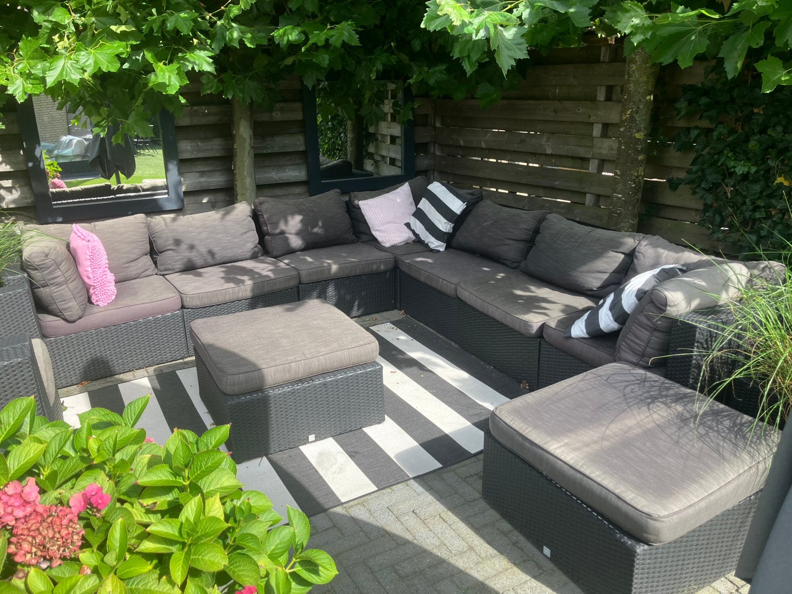 Grote loungeset, stoelen, hockers incl kussens P&R design, Ophalen, Gebruikt, Meer dan 8 zitplaatsen, Loungeset