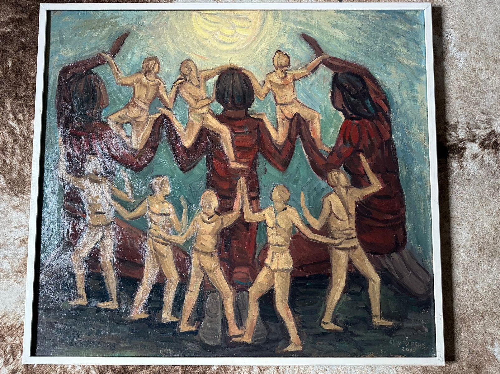 Olieverf schilderij op doek Elly Kuipers, Antiek en Kunst, Ophalen