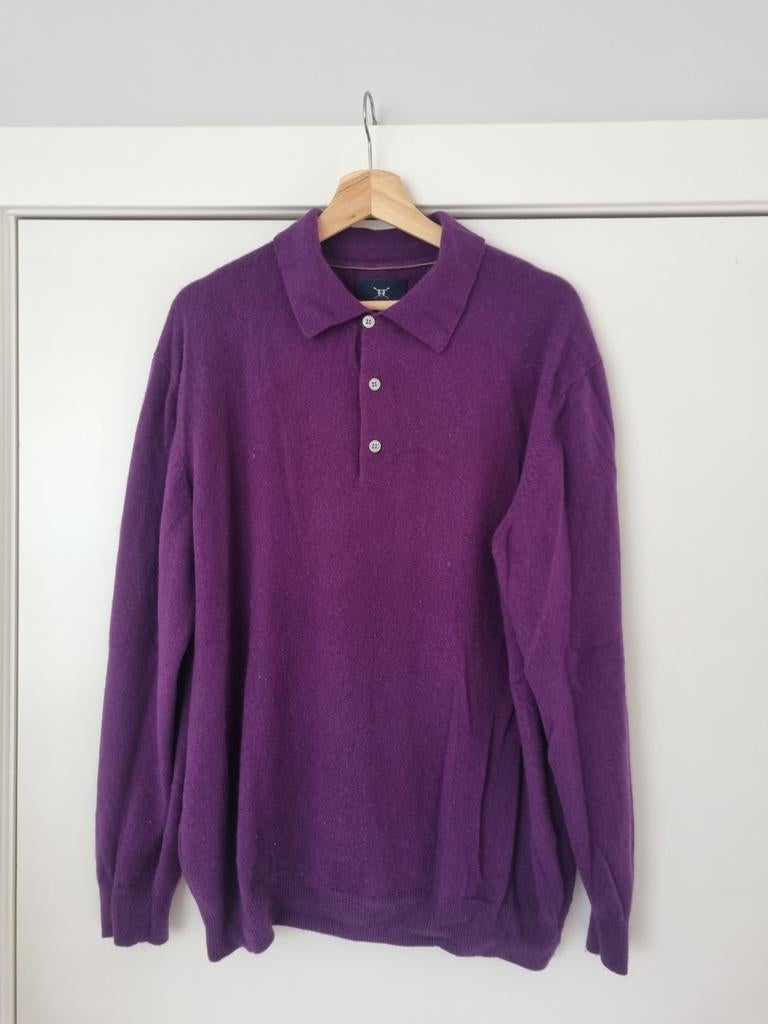 Cashmere polo trui, Kleding | Heren, Maat 52/54 (L), Paars, Strokeman's, Ophalen of Verzenden