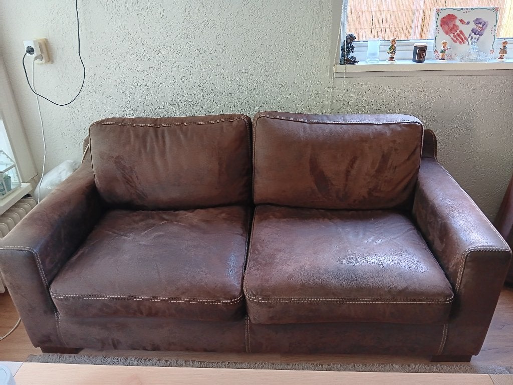 Leren bankstel, Ophalen, Leer/suede, Gebruikt, 150 tot 200 cm
