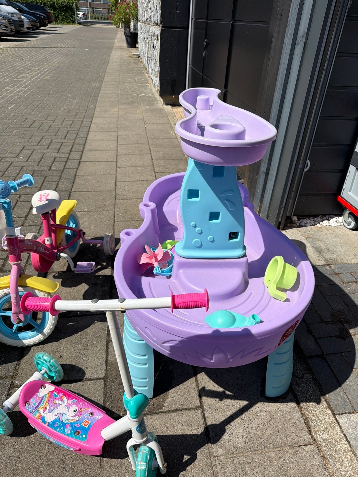 Kinderfiets, kinderstep en waterspeeltafel, Fietsen en Brommers, Ophalen, Terugtraprem, Zijwieltjes, Gebruikt