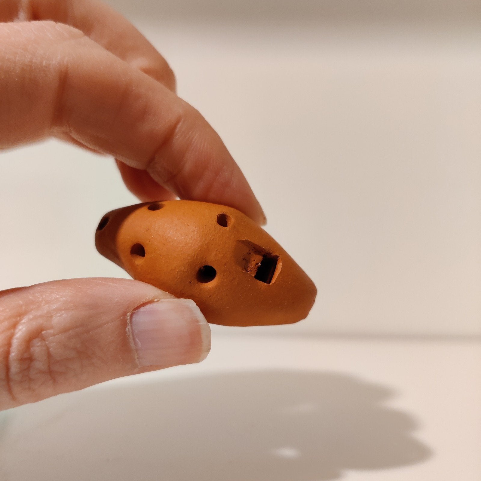 Kleine terracotta ocarina, blaasinstrument, Ophalen of Verzenden, Gebruikt, Sopraan of Sopranino