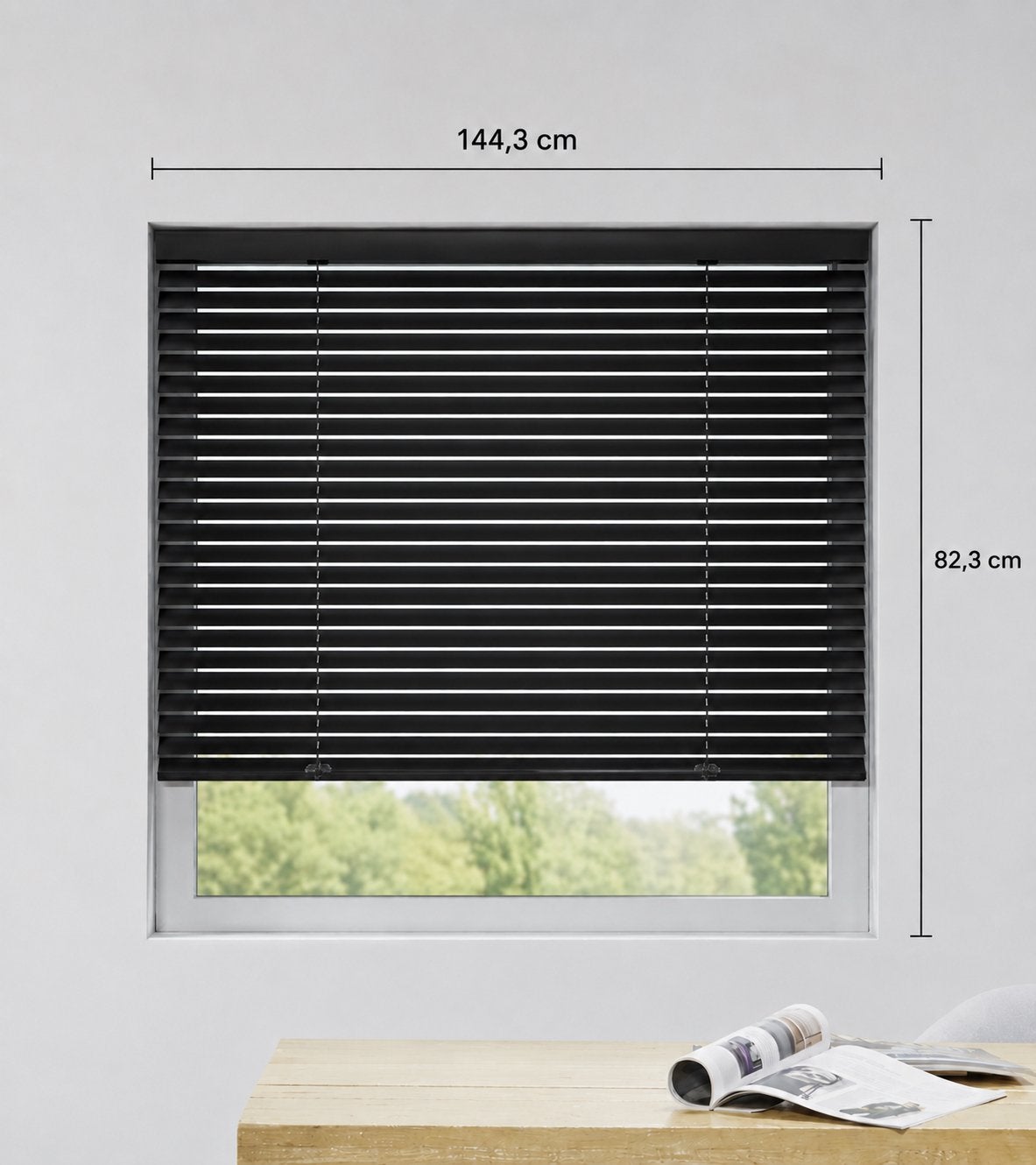 Veneta houten jaloezieën zwart 144,3 x 82,3 cm – nieuw, Ophalen, Zo goed als nieuw, Zwart, Jaloezie