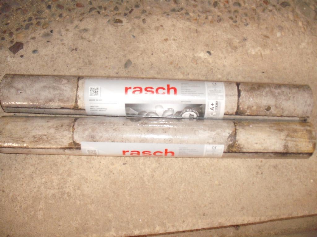 2 rollen 10m2 Rasch behang grijs stenenmotief NIEUW, Ophalen, 10 tot 25 m², Grijs