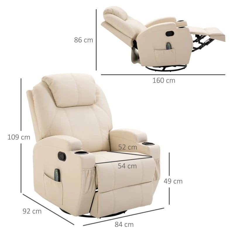 relaxfauteuil Massagestoel met Ligfunctie en 360 Draaibaar, Huis en Inrichting, Fauteuils, Overige materialen, Nieuw, 75 tot 100 cm