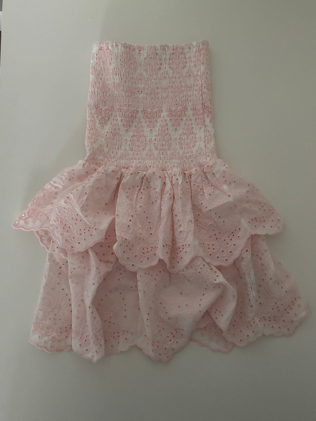 Subdued roze strapless jurkje met broderie, Ophalen of Verzenden, Zo goed als nieuw, Roze, Maat 34 (XS) of kleiner
