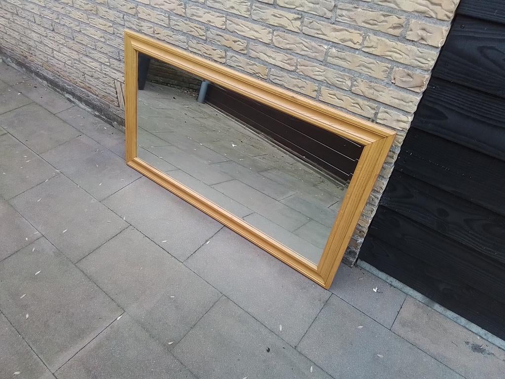 Blank eiken spiegel, Huis en Inrichting, Woonaccessoires | Spiegels, Ophalen, Rechthoekig, 125 cm of meer, Minder dan 100 cm