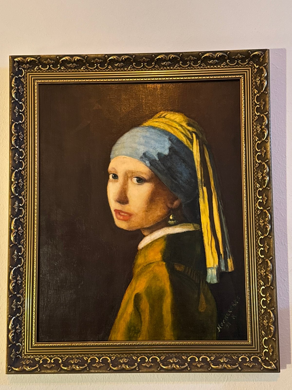 Het Meisje met de Parel - kopie in Olieverf op doek, Antiek en Kunst, Kunst | Schilderijen | Klassiek, Ophalen