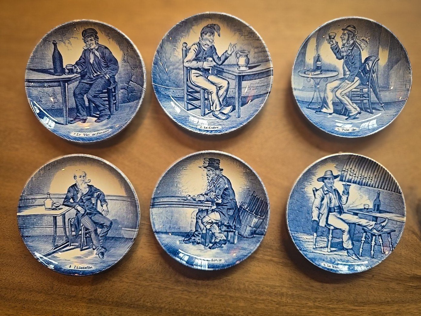6 Delfts blauwe wandbordjes Boch Royal Sphinx complete set., Antiek en Kunst, Ophalen of Verzenden