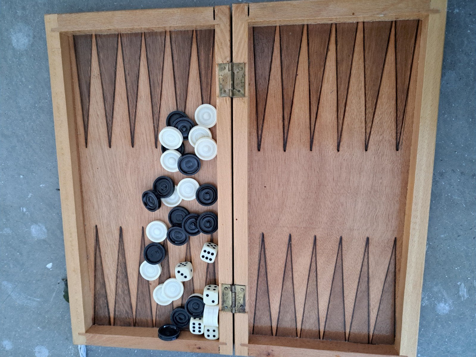 Houten Back gammon dambord spel., Ophalen of Verzenden