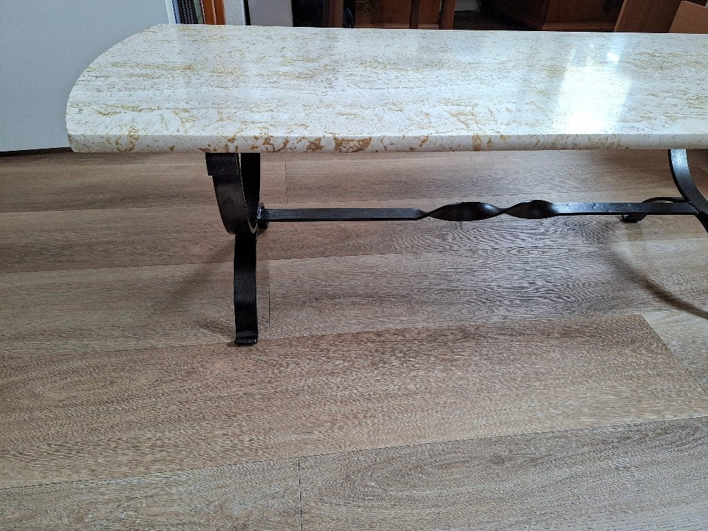 Travertin salontafel, Ophalen, Gebruikt, 100 tot 150 cm, Vintage