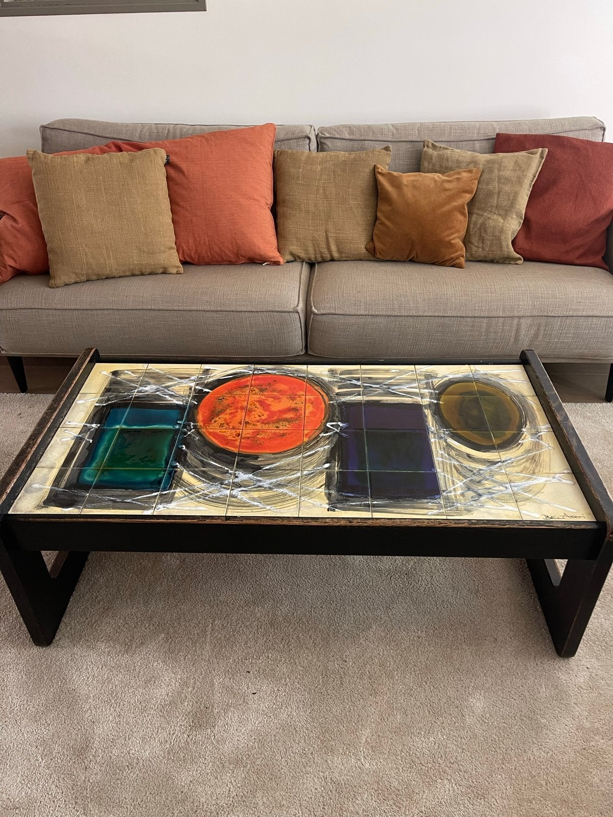 Mid-century BelArti Salontafel met Keramische Tegels, Ophalen