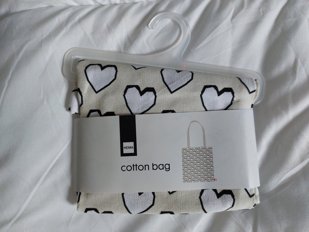 NIEUW: katoenen tas hartjes Hema., Ophalen of Verzenden, Nieuw, Beige, Handtas