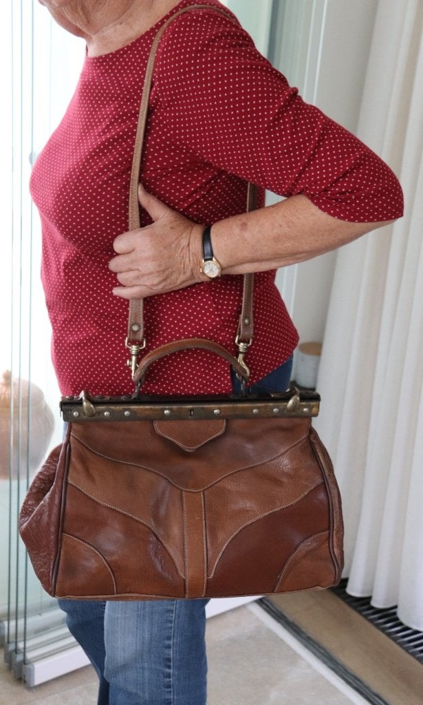 Vintage leren  Dokterstas, 40 tot 60 cm, 30 cm of meer, Bruin, Minder dan 35 cm