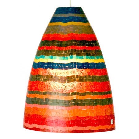 Set van 2 kayak mozaik hanglampen, Ophalen, Kunststof, Retro
