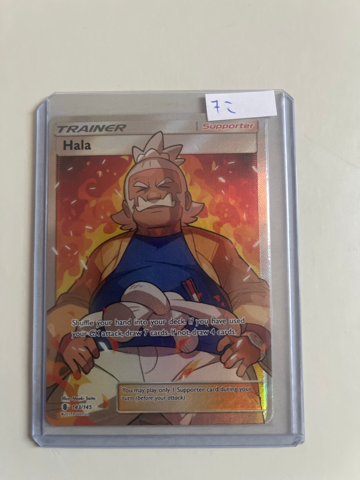 Pokémon TCG Hala Full Art Supporter Kaart 143/145, Ophalen of Verzenden, Zo goed als nieuw, Losse kaart, Foil