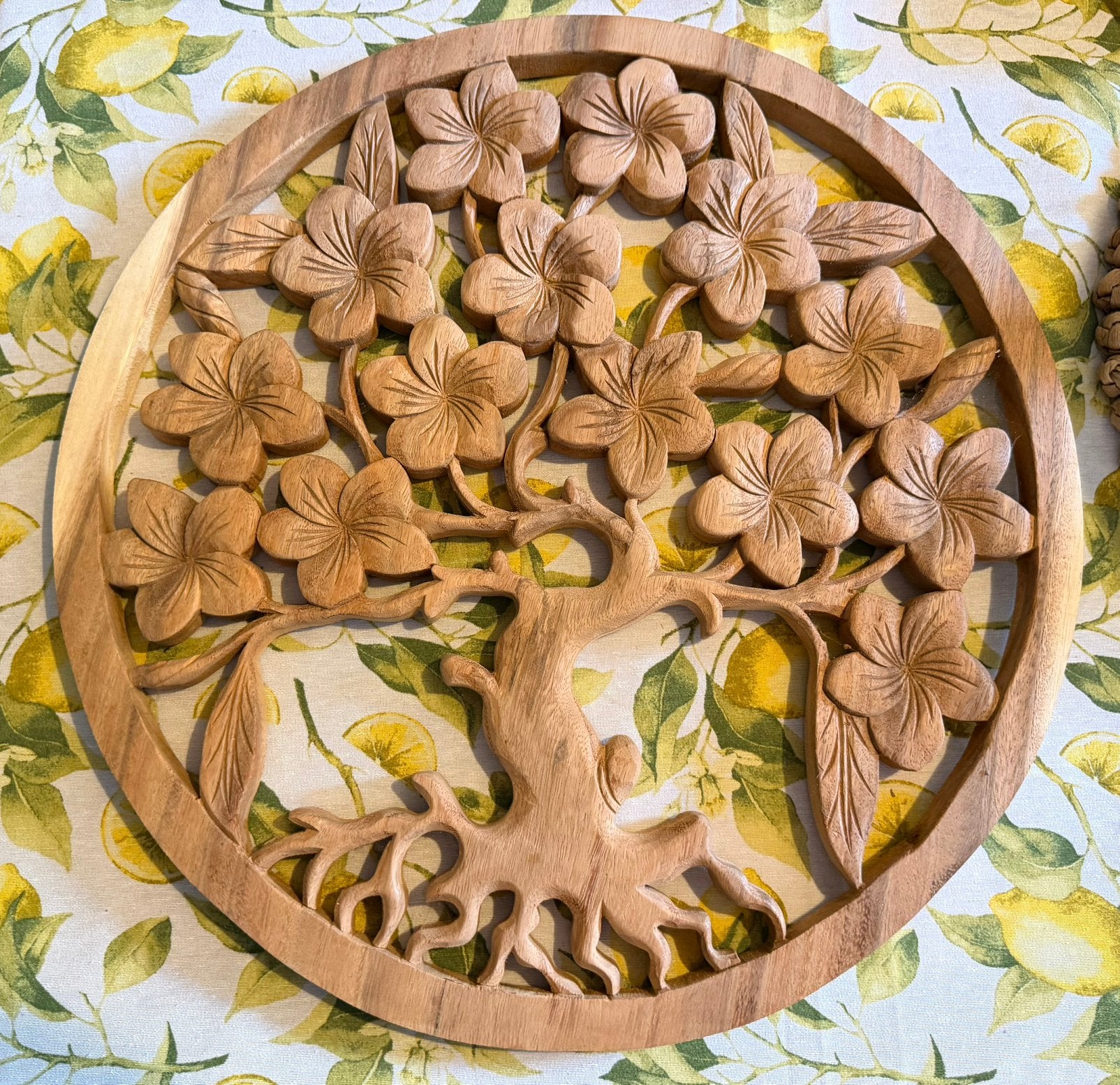 bali wandhanger houtsnijwerk boom bloemen nieuw hout, Ophalen of Verzenden, Nieuw