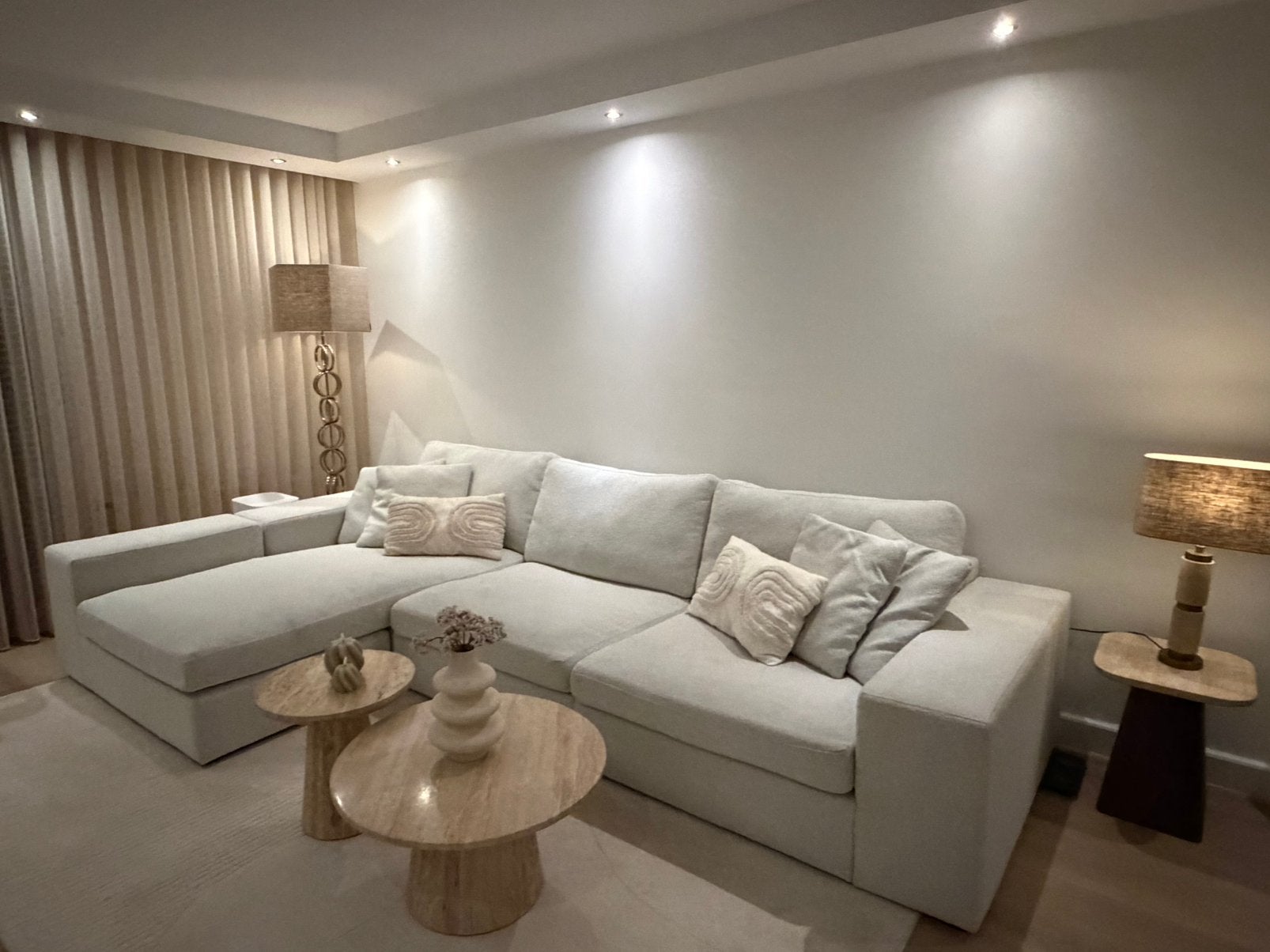 Richmond Interiors Santos 2,5-zits + lounge hoekbank boucle, Ophalen of Verzenden, Gebruikt, Vierpersoons of meer, Stof