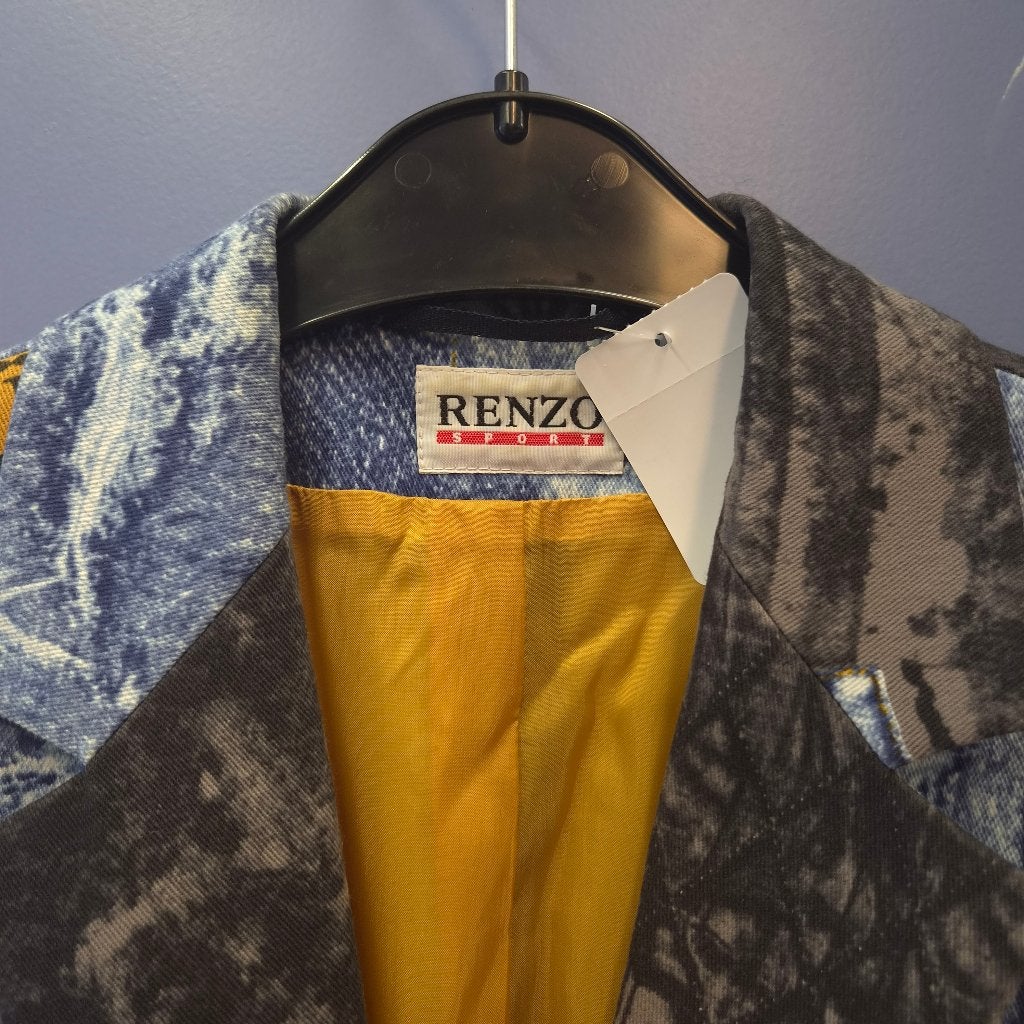 Renzo Sport bijzondere blazer maat 38 – denim print – 52024, Maat 38/40 (M), Blauw, ., Ophalen of Verzenden