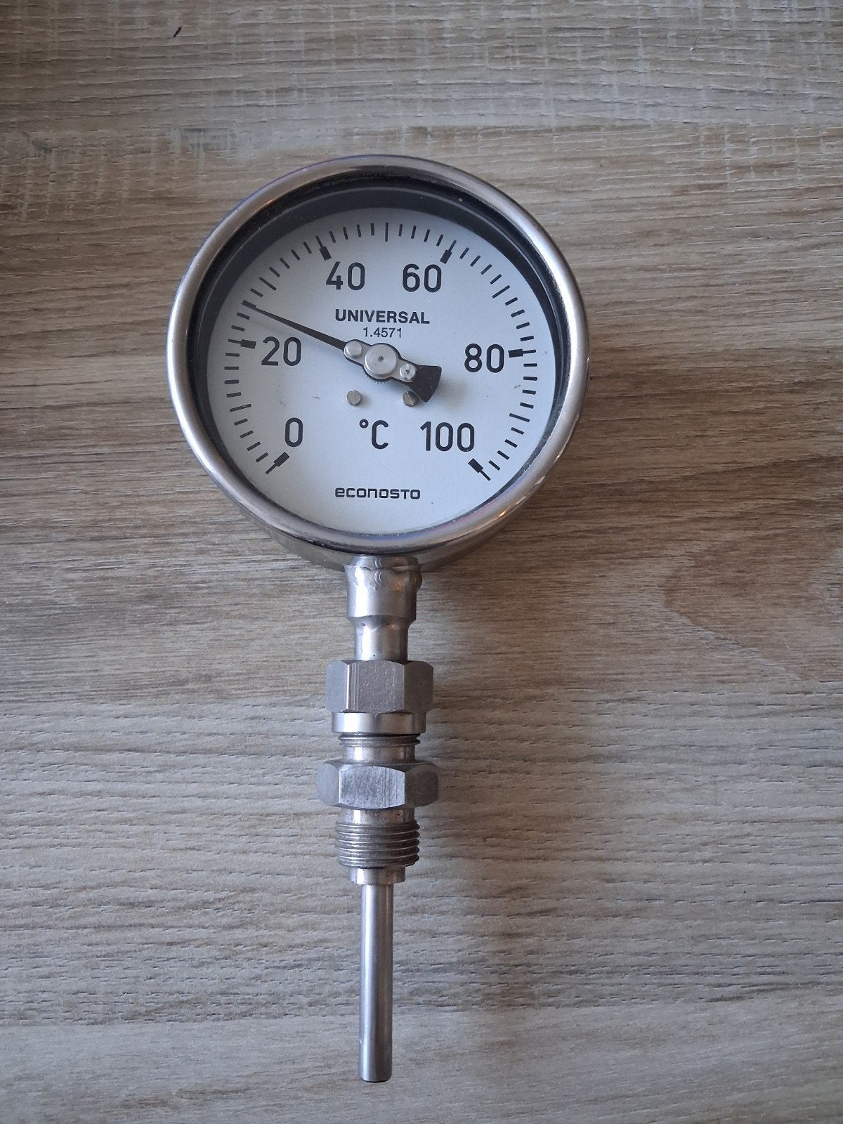 Econosto RVS Bimetaal Thermometer DN100 (0-100C) – G½" –, Ophalen of Verzenden, Nieuw, Temperatuur