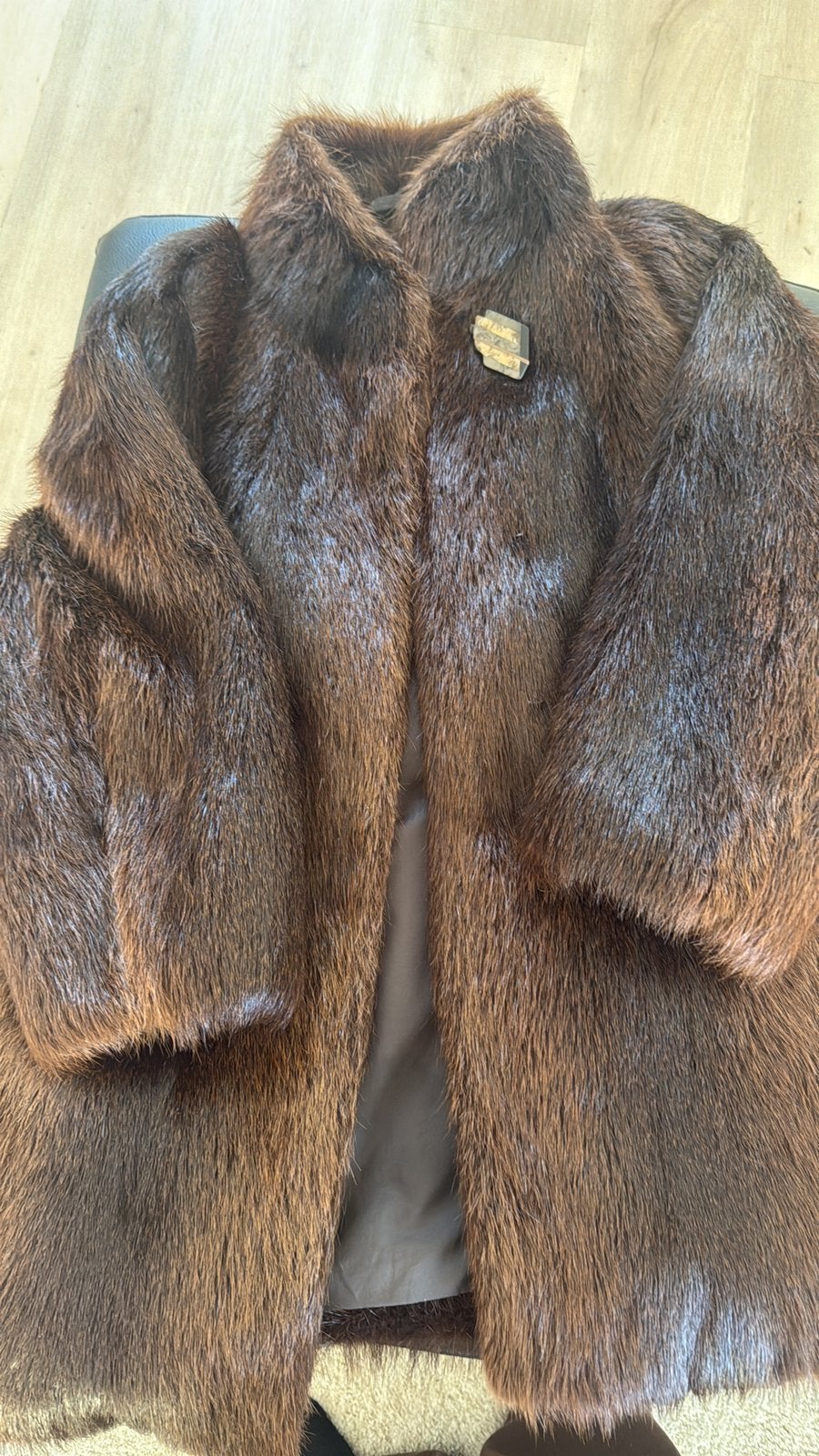 Echte vintage bontjas bruin maat L, Ophalen of Verzenden, Zo goed als nieuw, Maat 42/44 (L), Bruin