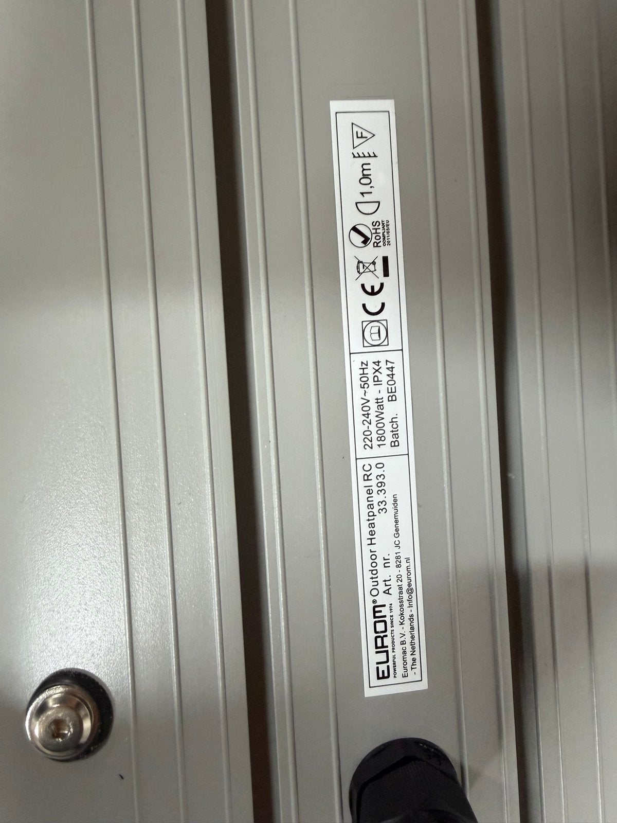 Eurom 1800RC Heatpanel - Terrasverwarmer, Ophalen of Verzenden, Zo goed als nieuw