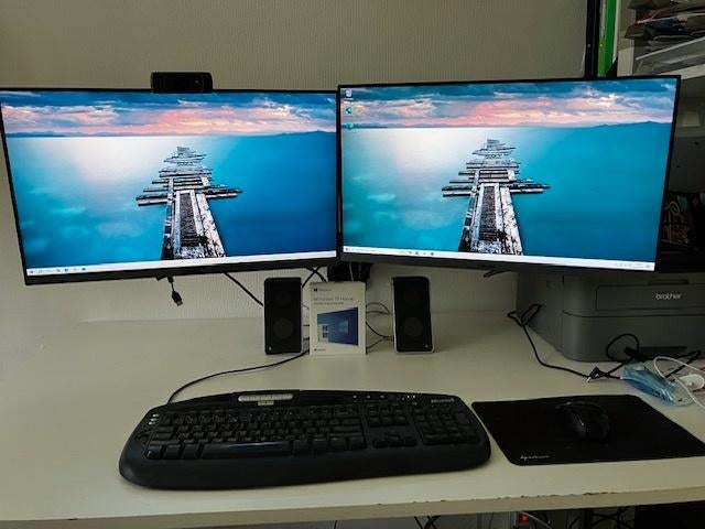 computer PC, dubbel beeldscherm, Windows, muurbeugel, Computers en Software, Desktop Pc's, Gebruikt, 3 tot 4 Ghz, HDD, 8 GB, Met videokaart