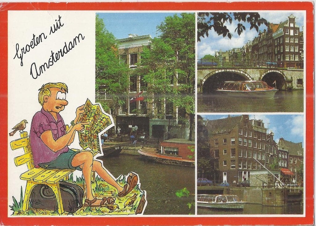 R2 Gelopen ansichtkaart groeten uit Amsterdam, Ophalen of Verzenden, Voor 1920, Noord-Holland