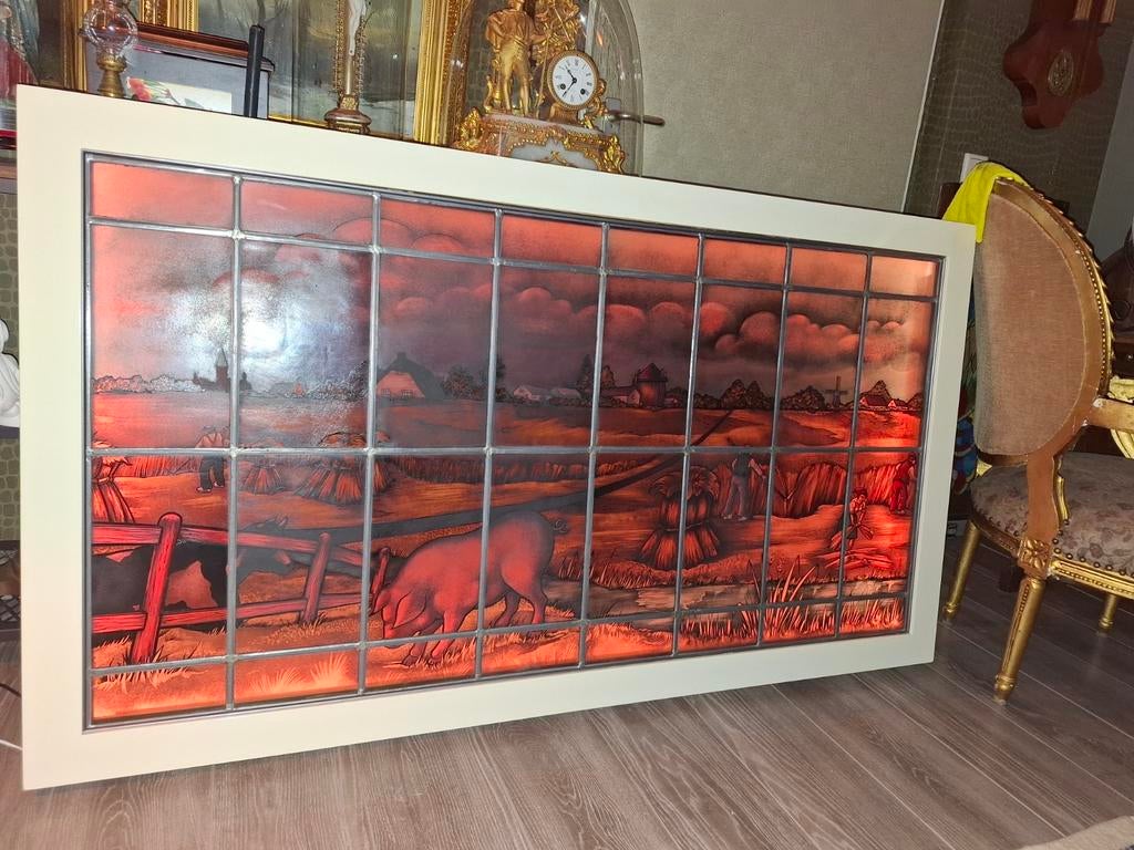 Glas in lood met led verlichting, 75 tot 150 cm, Raamkozijn, Ophalen of Verzenden, Minder dan 75 cm