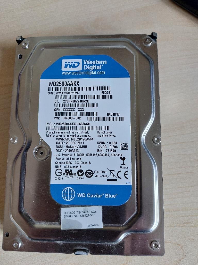 vaste schijf Western Digital, Intern, Gebruikt, HDD, WesternDigital